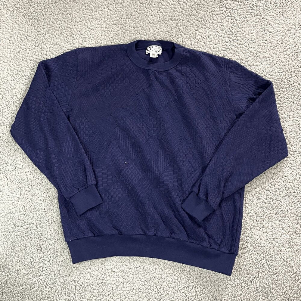 Vintage C.P. Sport Sweatshirt Women's Crew NEck Pullover Navy Blue XL